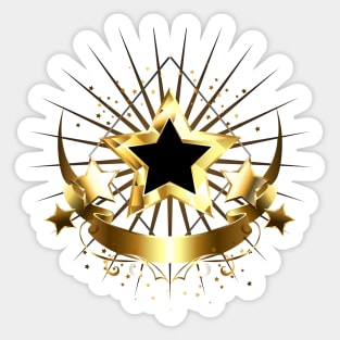 Five Stars with Golden Ribbon ( 5 stars ) Sticker